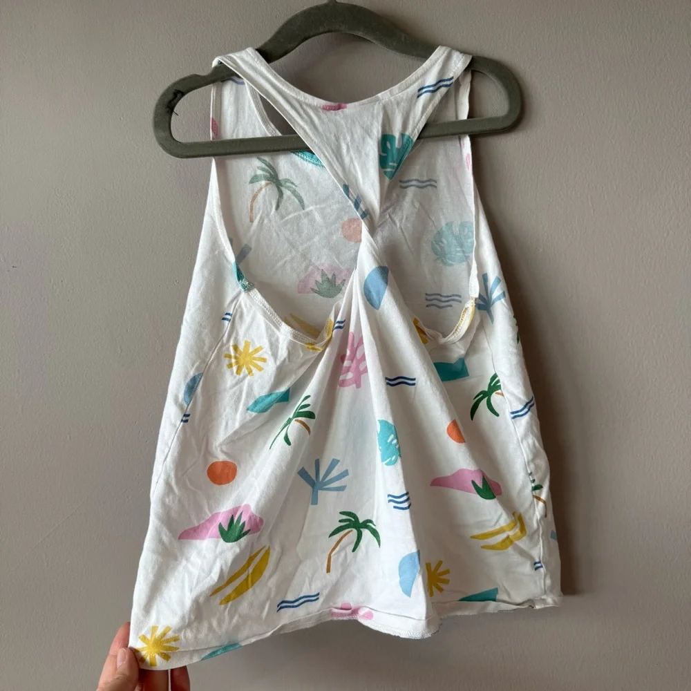 Zara Kids Girls 100% Cotton Island Palm‎ Tree Racerback Tank Top Size 9